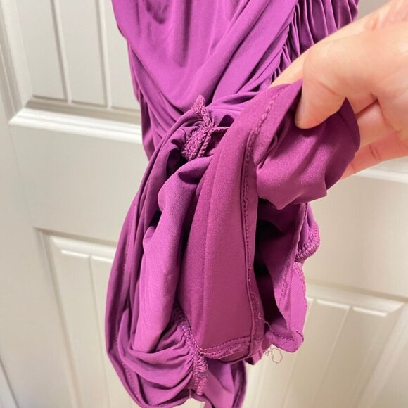 BCBGMaxAzria Evert Ruched V-Neck Dress Purple – XS - Picture 9 of 16